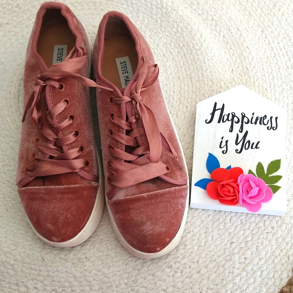 Steve Madden Pink Bertie Blush Velvet Sneakers View 4